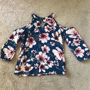 off the shoulder floral shirt